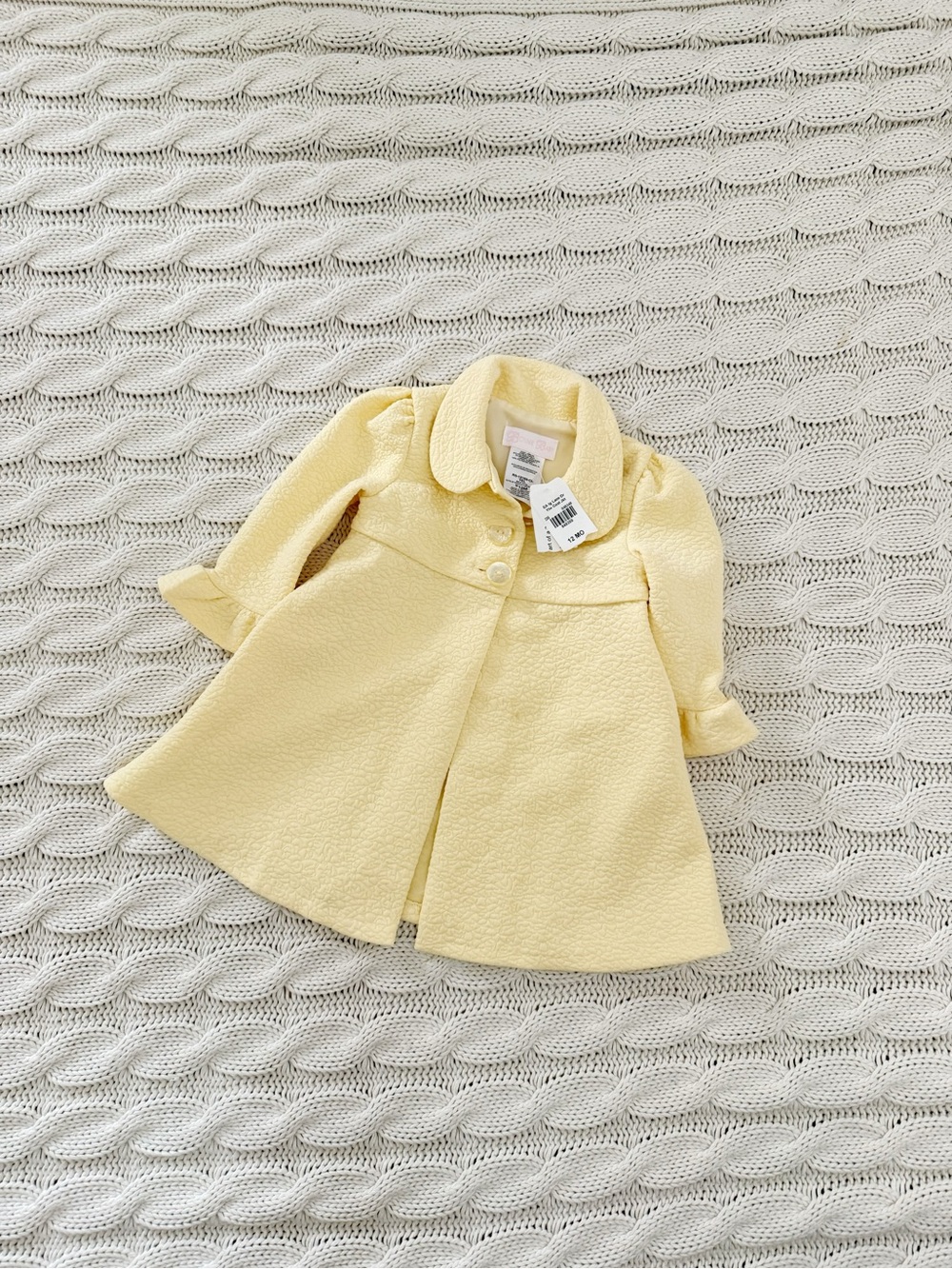 NWT Bonnie Baby Girls' Pale Yellow Peacoat Jacket